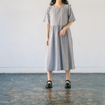 五分袖ワンピース ストライプ cotton gather dress stripe ALCEDO 112004