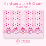【Gingham check & Cherry-dress-】★上質紙　A4サイズ デザインペーパー