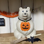 しろくま貯金箱  ハロウィン　カボチャネックレス & ホウキ(コウモリ)