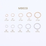 M8609-C1    18個  デザイン丸カン＆リングパーツ ツイストA 5サイズ 3×（6ヶ）