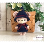 あみぐるみ♪ハロウィンの魔女っ子クマちゃんストラップ（ピンクベージュ）