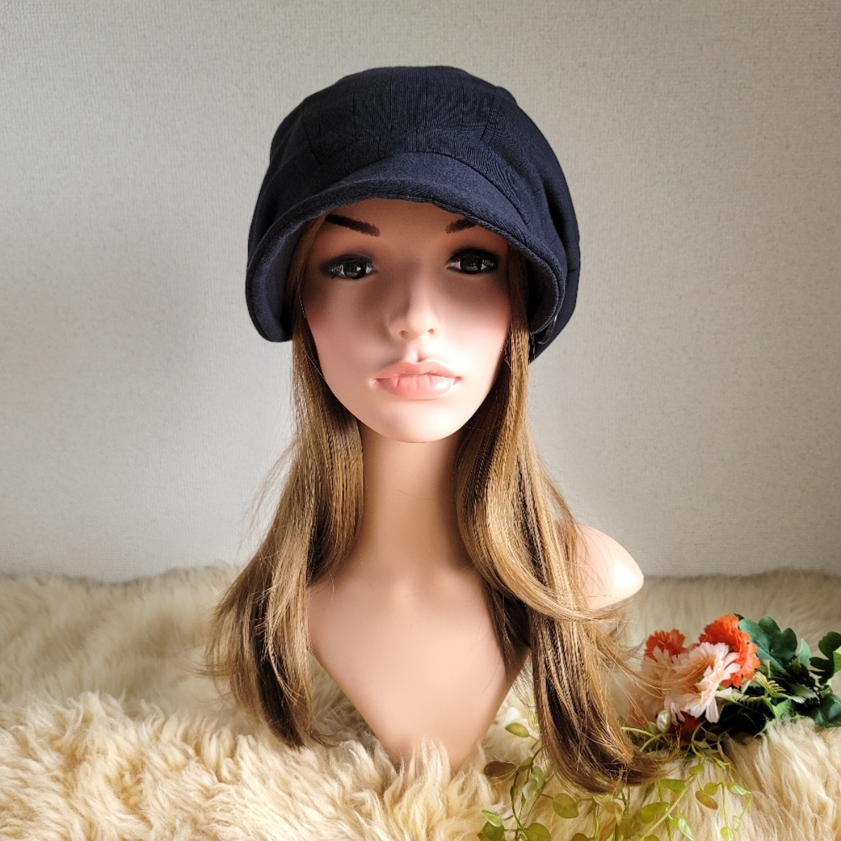 新しい到着 ★コーデしやすくてお勧め★頭に馴染むニット素材★みんなに見せたい渦巻くbackスタイルゆったり大きめサイズ - 布キャスケット