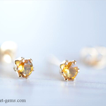 14kgf 一粒シトリン (6本爪/3mm) ピアス