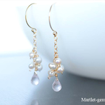 14kgf*sakura 淡水パール＆ローズクォーツ イヤリング/ピアス