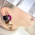155purple×goldピアス　イヤリング