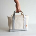 6号倉敷帆布トートs キナリ×シルバー　エコレザー