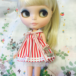 1/6ドール服◇マリンノースリーブワンピース◇レッド03