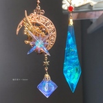 エメラルドの蓄光ペンデュラムとシリウス紋章と魔法石付き、魔法使いピアス　イヤリング☆