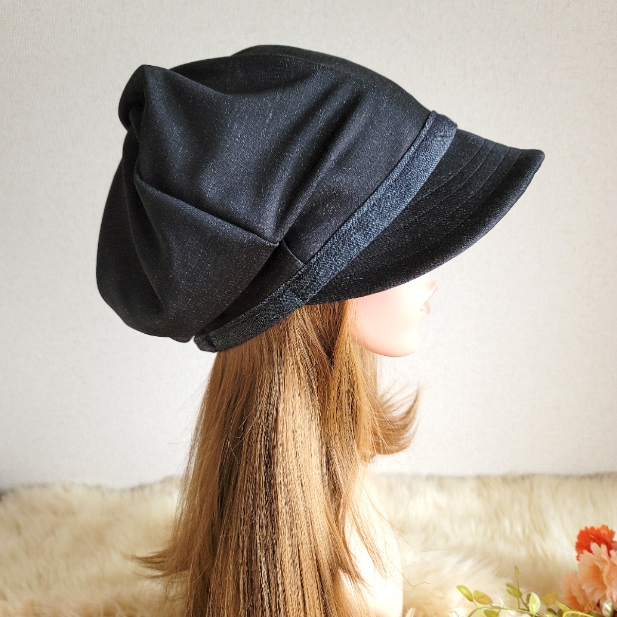 新しい到着 ★コーデしやすくてお勧め★頭に馴染むニット素材★みんなに見せたい渦巻くbackスタイルゆったり大きめサイズ - 布キャスケット