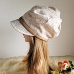 ★ラスト1点★薄手ウール★ベージュカラー★みんなに 見せたい 渦巻くback スタイル ゆったり ツイスト キャスケット 