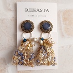 レトロメタルボタン×刺繍リボンシリーズ～ブルー～