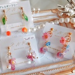 №2 限定1セットのみ✨ピアス変更🉑♡3点セット　ピンクオレンジ　ガラス玉　スワロフスキー　チェコビーズ　グラデーション❀　アレルギーフリー　イヤリング（ピアス）
