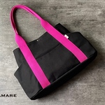  Miramareシリーズ 8号帆布〈ブラック〉×マゼンタ　トートバッグ　Lサイズ　通勤バッグ　マザーズバッグ　大きめバッグ