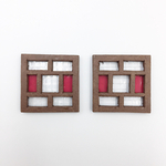 ミニチュア窓2枚組（ブラウン赤）
