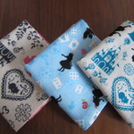 お名前スタンプ押 しておきます♪名前タグ付ガーゼハンカチ3枚セット