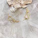 !再販!  小枝　クリスタル　氷柱　ヘアアクセサリー　ゴールド　ウェディング　アクセサリー
