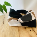 再販☁︎クロスヘアバンド ☁︎イチヂク柄×黒無地ミックスA