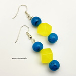 blue & yellow pierced earrings　ブルー　イエロー　黄　青　シンプル　揺れる　ストーン　石　上品