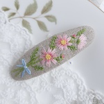 (7㎝)大人可愛い pinkコスモス 刺繍パッチンピン