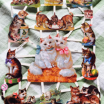 Germany　クロモス２枚set　ねこ＆ねこ　A