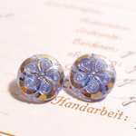 No.067 西ドイツ ヴィンテージガラスボタン 13mm 2個セット/ヴィンテージボタン アンティークボタン ヨーロッパ アクセサリーパーツ ハンドメイド素材