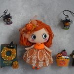 イーマリーちゃん　ハロウィーンドレス㊻　オレンジ　花飾り付き