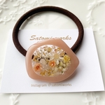 ❇︎botanica hair tie❇︎ ボタニカル　ヘアゴム　アンティーク　秋　冬　押し花　ドライフラワー　ヘアゴム　本物のお花　パール　レジン　一点物　くすみカラー　大人可愛い　ナチュラル　