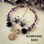 little princess＊ Halloween night - purple キッズイヤリング+キッズ ネックレスセット＊キッズアクセサリー 女の子 プレゼント こども ハロウィン 魔女 誕生日