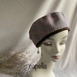 🌟capella🌟 《再販》チェックのベレー帽で秋を先取り！カーキのウールとのリバーシブル　かぶるだけでオシャレさん♪