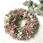 秋色ローズの紫陽花リース