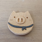 ぶた 箸置き 焼締 白 chopstick rest PIG pig 