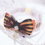 完売♡リボン首輪✨ハロウィン🎃ミニかぼちゃストライプ柄♡ボーダーリボン♡オーガンジーフリル♡