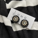 マザーオブパール×blackビーズ刺繍ピアス・イヤリング