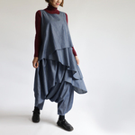 新作『揺れる優雅なセットアップ』コットン１００％甘織デニムＤＥＮＩＭ トップス＆サルエル変形パンツyogaヨガ 高身長さんK43