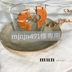 半円ピアス&波型ヘアクリップ（抹茶ラテ）