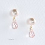 ピンクコットンパール×しずく ピアス・イヤリング