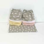 ＊🎀Ribbon🎀 Grey ランチョンマットとコップ・給食袋に使える巾着のセット