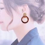 べっ甲×ゴールドフープピアス/イヤリング