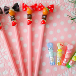 R様ご予約品　入学準備  sweet鉛筆＆キャップのセット「コーラルピンク」