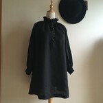 フレンチリネン黒で作ったギャザーフリルチュニック