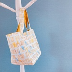 【sale】ボックス型トートバッグ　Lサイズ　北欧テイストストライプ　café au lait