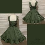 【期間限定特別価格】1点物*ミリタリーロリィタ 襟付き ジャンパースカート★カーキ×エンジ（即納品）