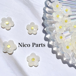 6pac✿︎シェル風　フラワー　カボション　ホワイト