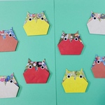 折り紙　ハンドメイド　ふくろう　敬老の日　秋　壁面飾り