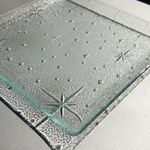 銀河　約13.5cm  角皿　型板ガラス　昭和ガラス　レトロガラス　アンティーク　もったいないをカタチに　思い出と一緒に