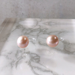 ピアスに見える天然淡水パールイヤリング ノンホールピアス　ピンク