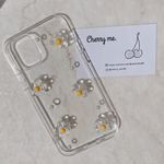 【クリアフラワー と パール の スマホケース】iPhoneケース/クリアケース/スマホケース/韓国雑貨/iPhone12/iPhone11/iPhoneXS