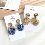 ピアス  大ぶり  クラシカル大人の大理石風プレートとゴールド カボションピアス / イヤリング / チタンピアス / 樹脂ピアス / シンプル