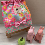 ツギハギラビット♡明るいお花とリボン★パクパクポーチ