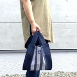 エコバック　コンビニ　ストライプ青×ネイビー